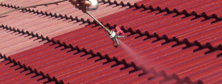 man painting and cleaning roof in Nanaimo
